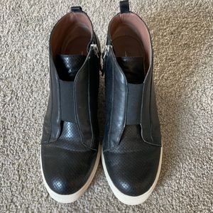 Paola Wedge Sneaker-black leather